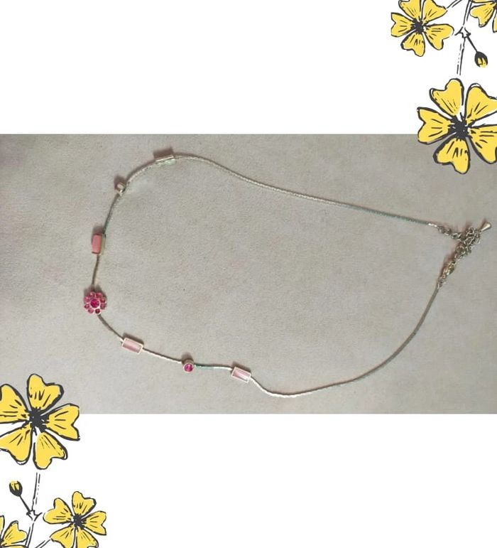 Collier fin perles roses & fleur vintage - photo numéro 4