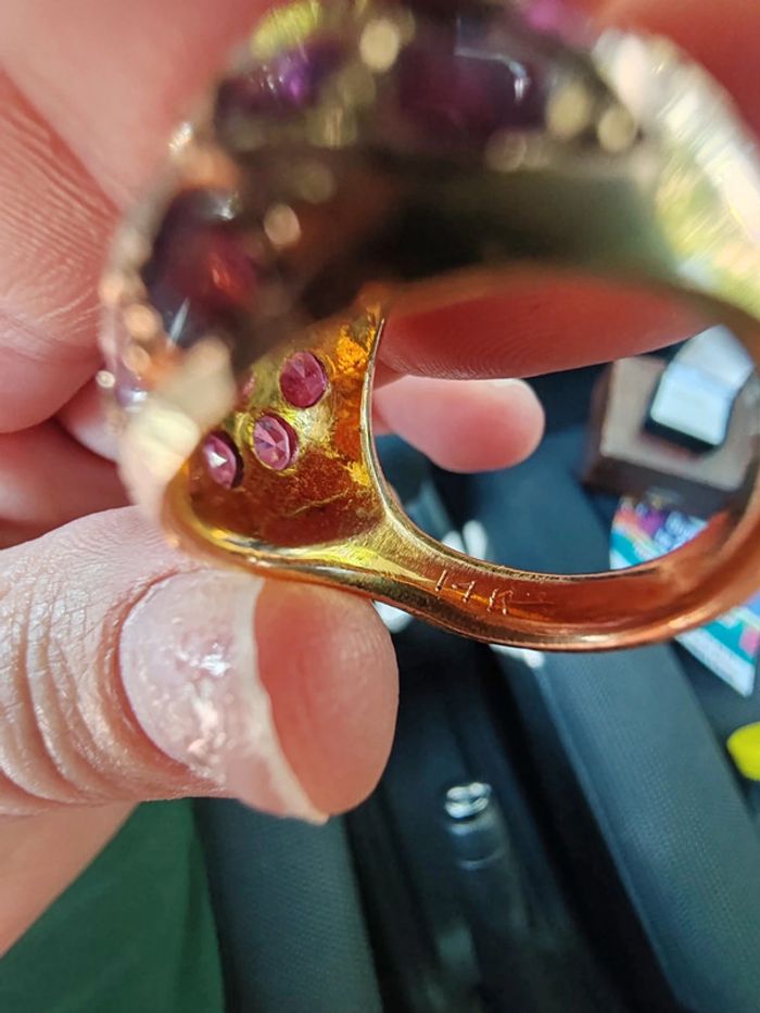 Bague vintage or 14carat serti de rubis - photo numéro 3