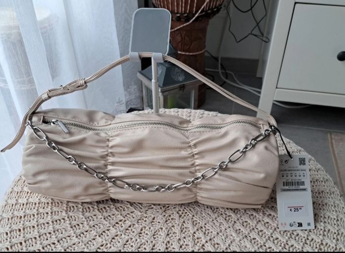 Sac Zara froncé beige crème - photo numéro 2
