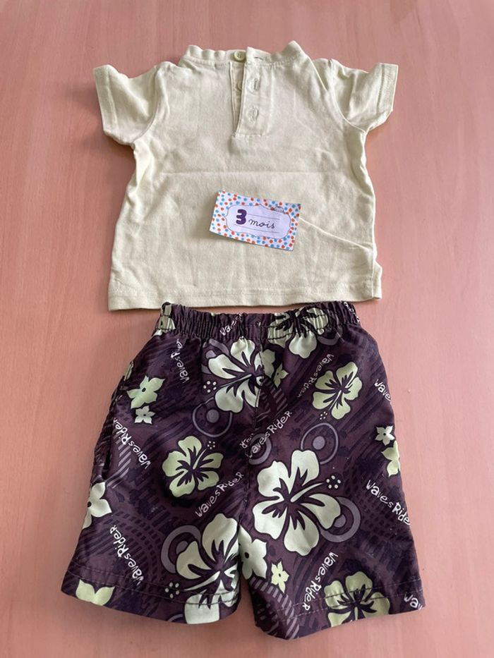 Ensemble short et tee shirt 3 mois - photo numéro 2