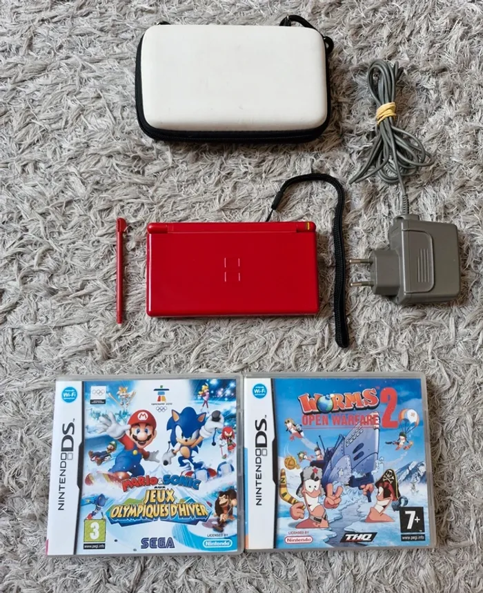 Lot Console Nintendo DS Lite Rouge + 2 Jeux - photo numéro 3