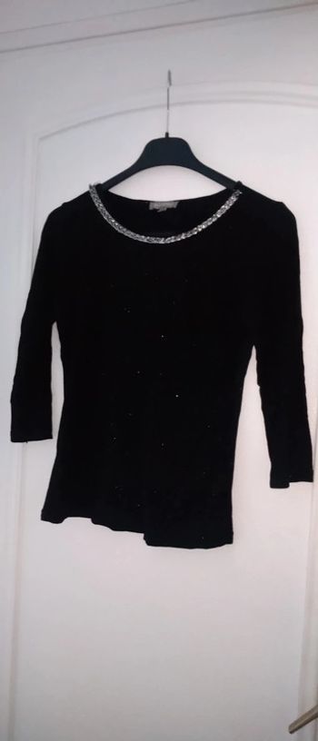 Haut lurex à paillettes avec chaîne noir argenté femme S in extenso