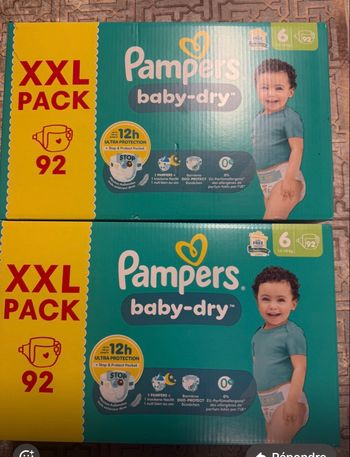 Deux XXl cartons de couches Pampers taille 6 normal