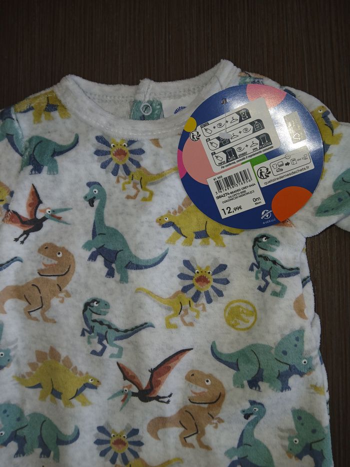 pyjamas chaud velours garcon dinosaure naissance 0 mois - photo numéro 2