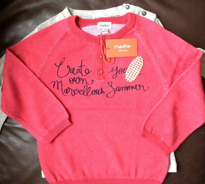 Pull et tee-shirt taille 3 ans MARÈSE neuf avec étiquettes - photo numéro 3