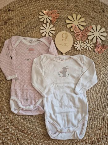 Lot de body rose et blanc koala absorba bebe fille 9 mois