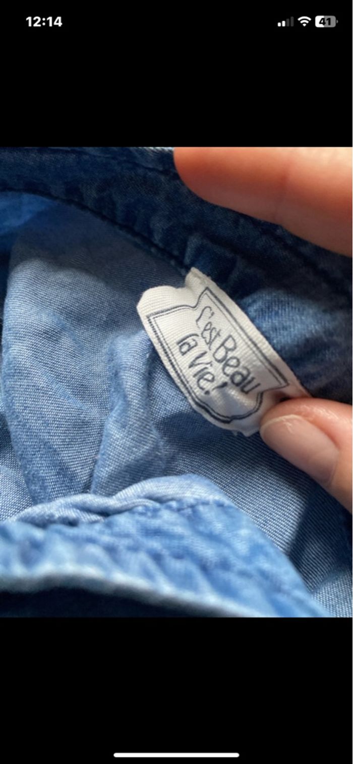 Chemise  bleu c’est beau la vie en taille s - photo numéro 2