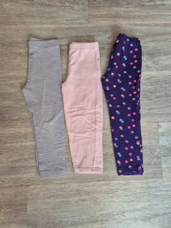 3 leggings rose et violet