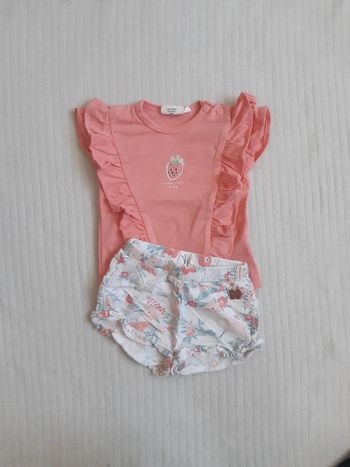 Tenue haut rose et short 3 mois