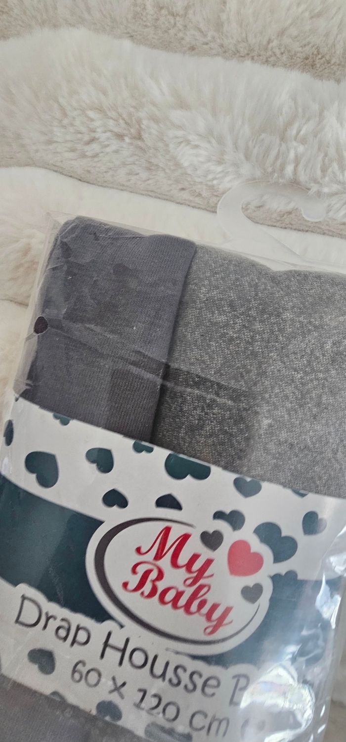 Lot de 2 draps housses 100% coton 60×120 cm Neufs - photo numéro 2