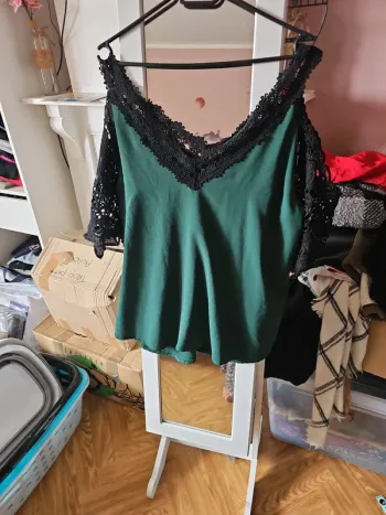 T-shirt épaules dénudée vert t44 curve