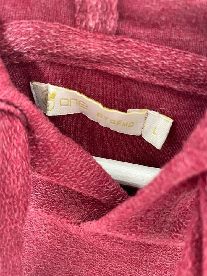 Haut sweat sport bordeaux à capuche et cordons avec manches 3/4 - photo numéro 5