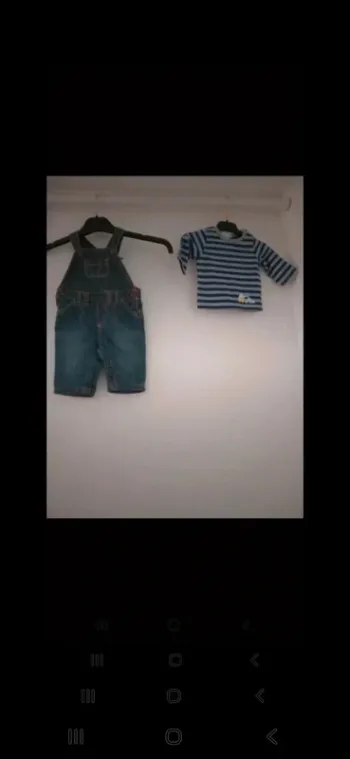 Ensemble Okaïdi salopette en jean + haut rayé Taille 3 mois