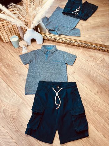 Taille 6 ans ensemble 2p été garçon kiabi même pas peur bleu marine * rayures * 💙