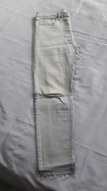 Jeans skinny gris clair avec effets de couleur beige