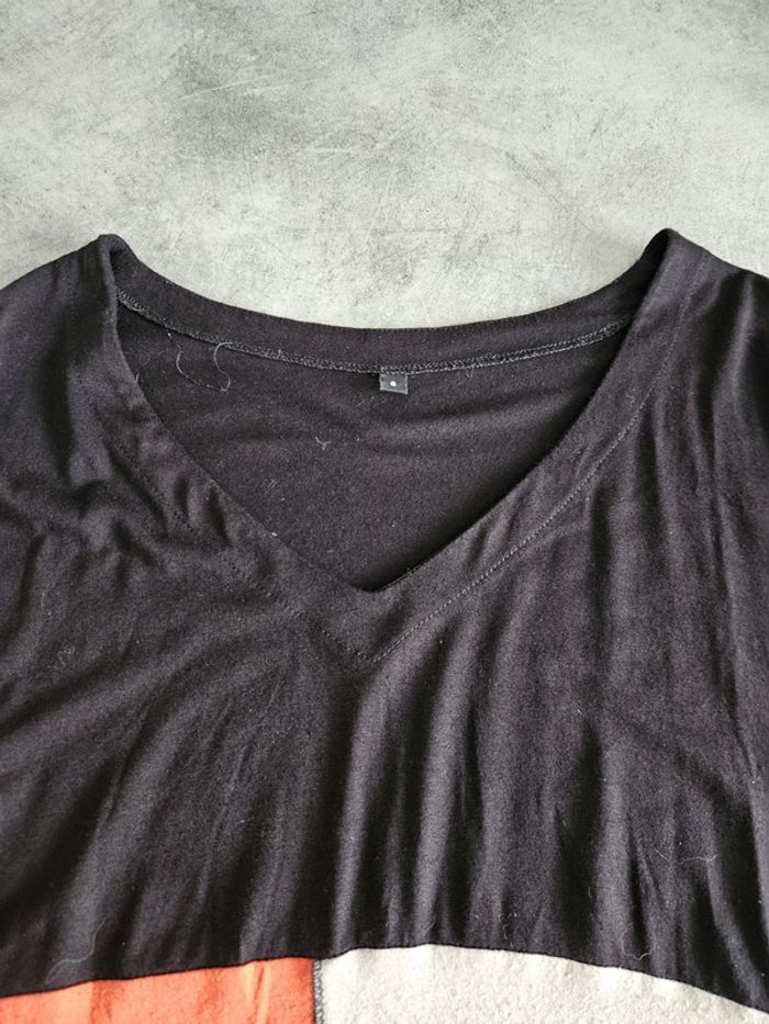 T-shirt tunique à manches courtes femme - Taille 6 (46 / XXXL) - Noir gris et orange - photo numéro 6