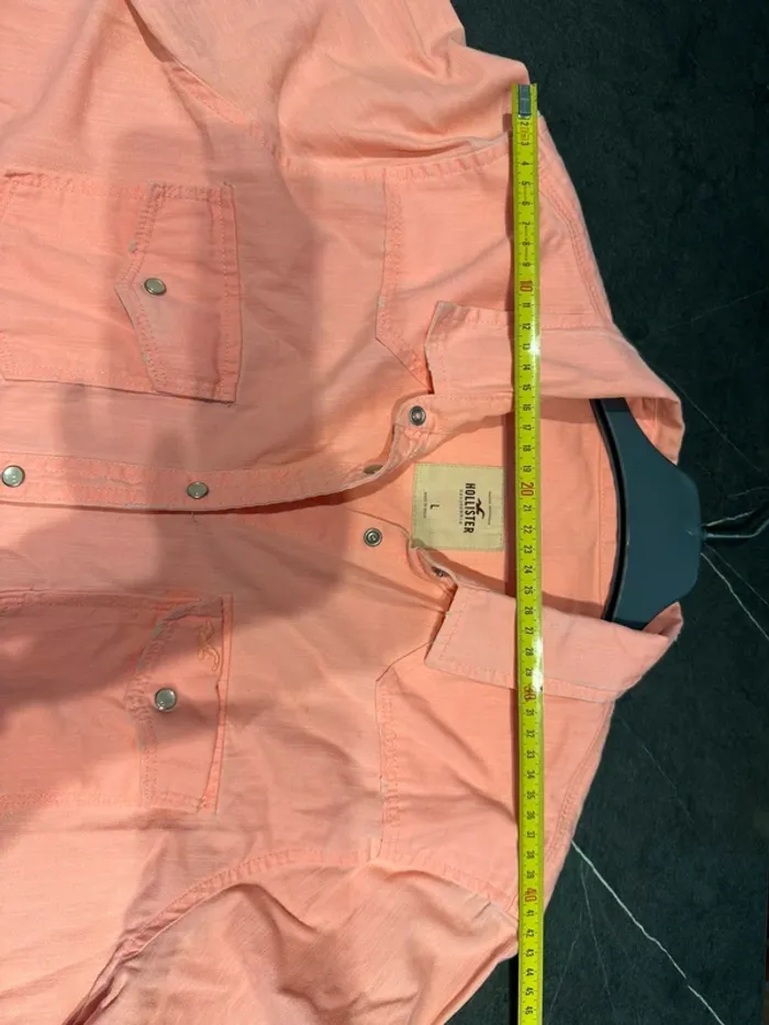 Chemise Hollister rose corail L – casual chic 100% coton - photo numéro 11