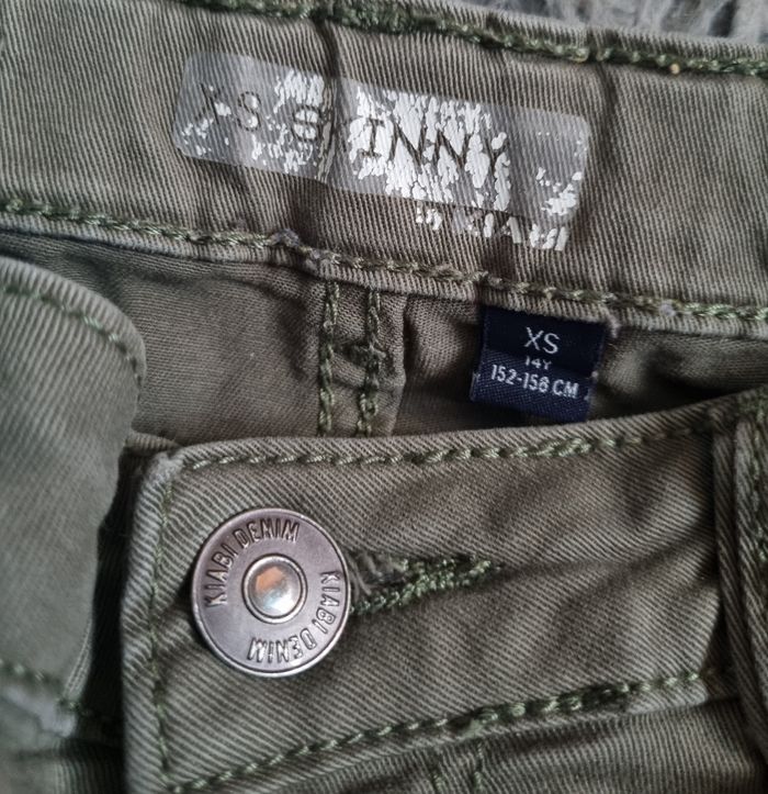 Jean skinny kaki style cargo taille XS 14ans - photo numéro 3