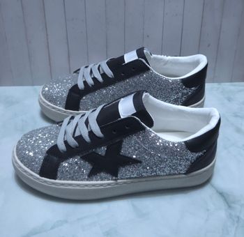 Baskets Femme Paillettes Argentées - Style Étoile Noire - Neuves Taille 39