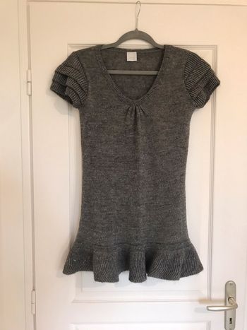 Tunique pull camaïeu style robe grise pailletée