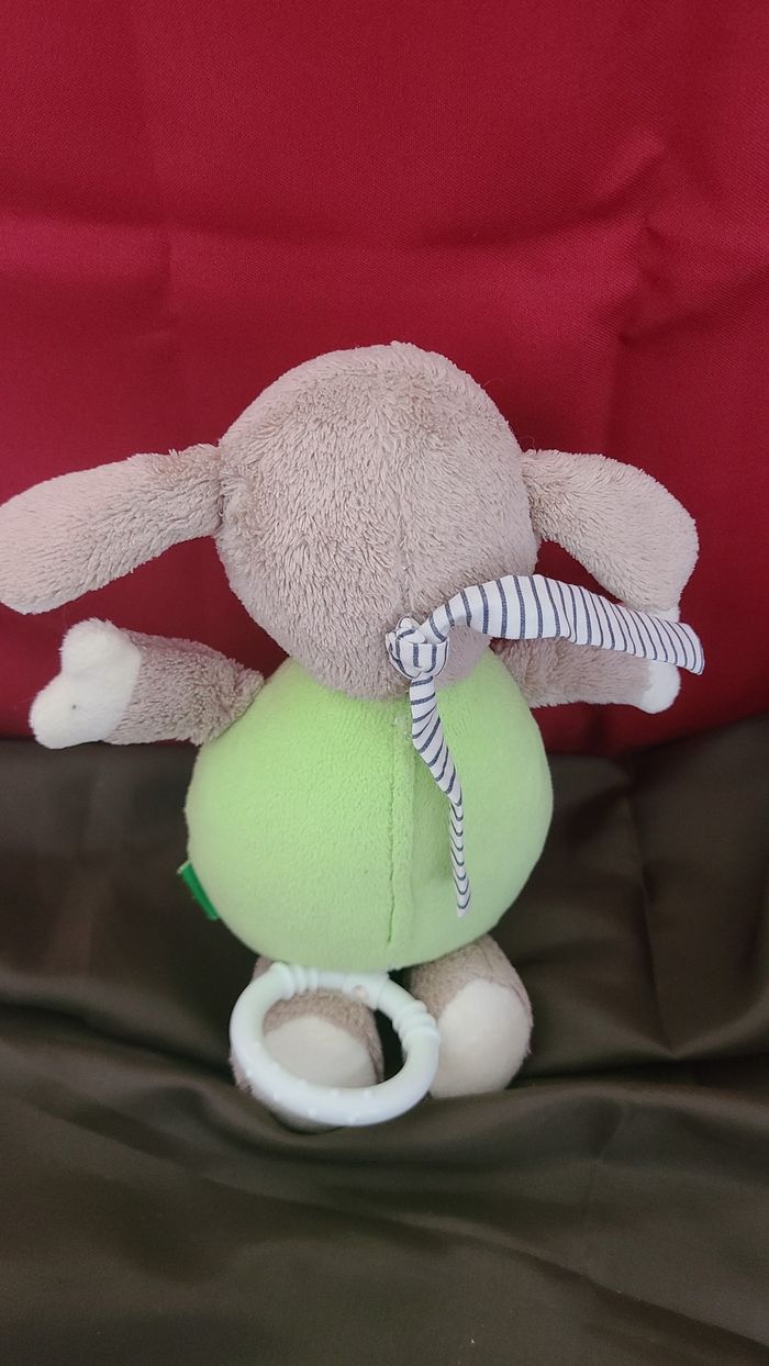 doudou musical mouton vert fleur ventre - photo numéro 3