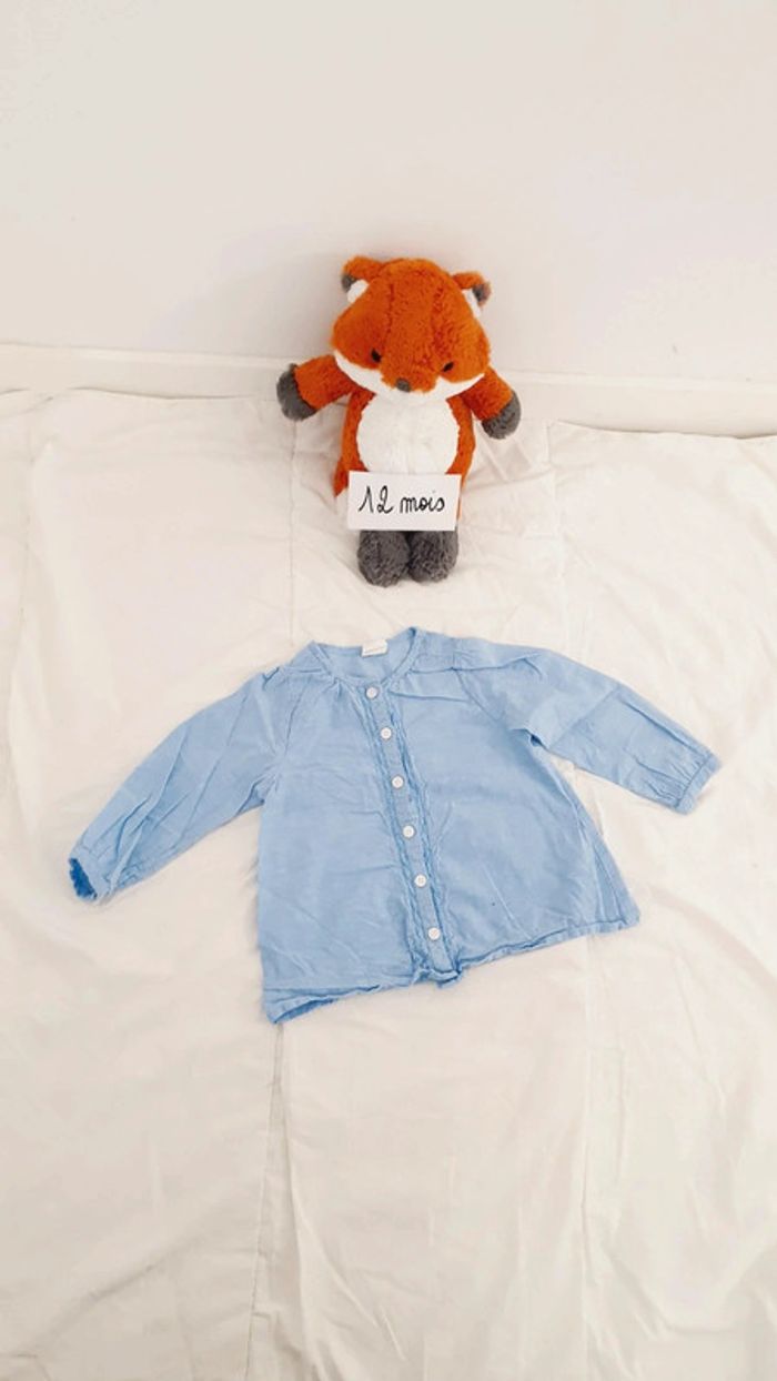 Chemise bleu clair bébé fille ou garçon mixte 12 mois