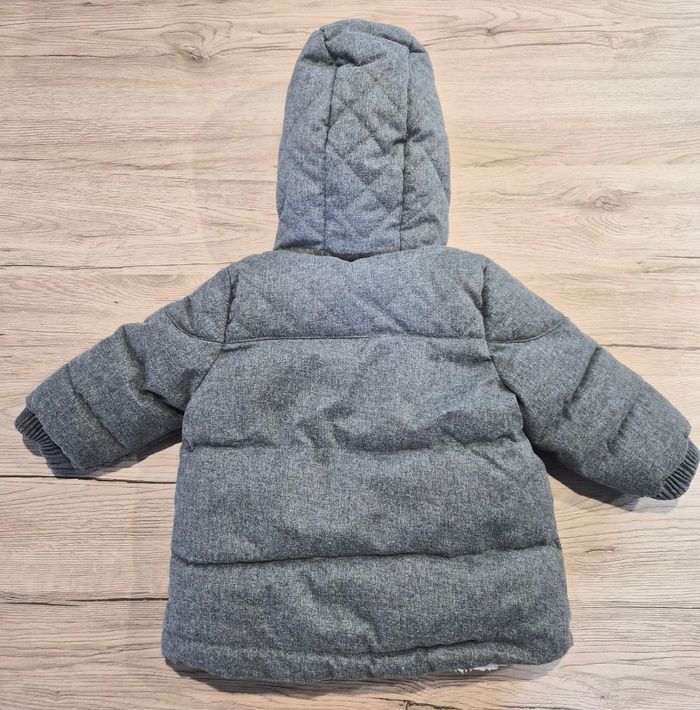 Manteau fourré gris a capuche, Kiabi, 12 mois - photo numéro 2