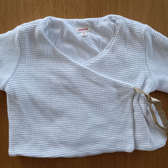 Gilet Brassière en maille doublé Catimini 9 mois blanc fille - photo numéro 3