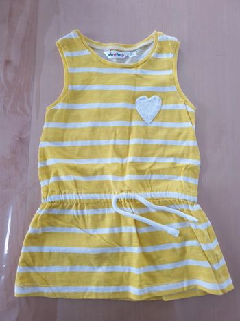 Robe 2 ans sans manches rayée jaune et blanc