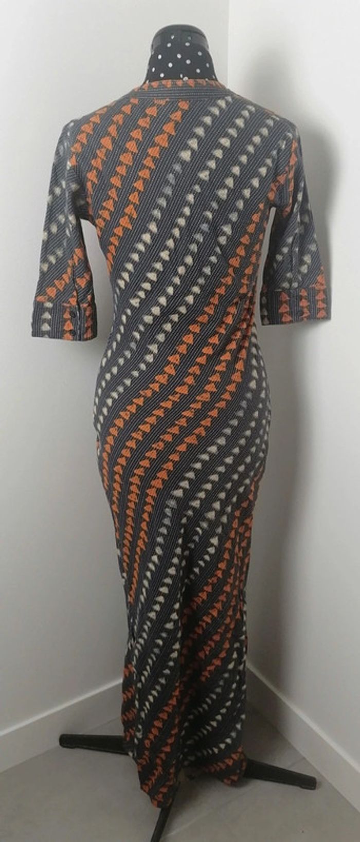 Robe imprimé géométrique gris crème orange Taille S Baigneuse Palace - photo numéro 5