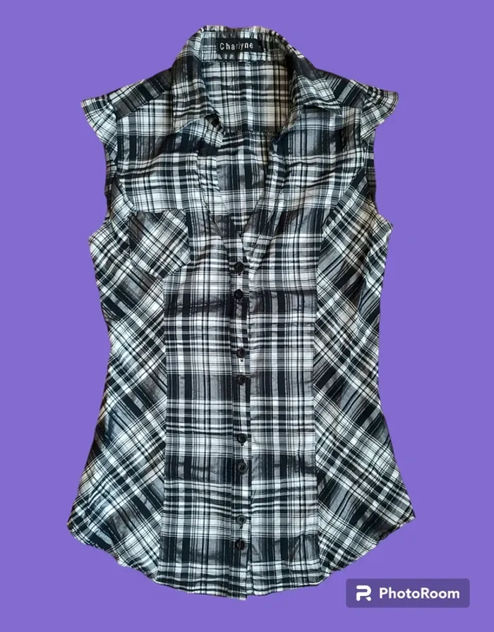Chemise à carreaux noir/blanc T. 36/38