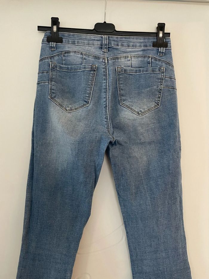 Jean ultra extensible bleu taille haute coupe skinny effet déchiré Miss Bon taille 36 - photo numéro 5