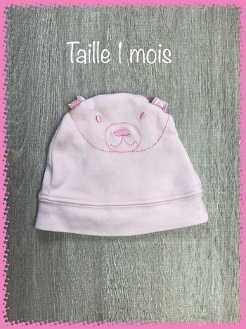 Bonnet rose en coton - taille 1 mois