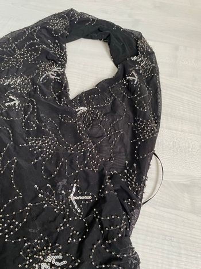 Top halter noir à sequins dos nu neuf Zara - photo numéro 2