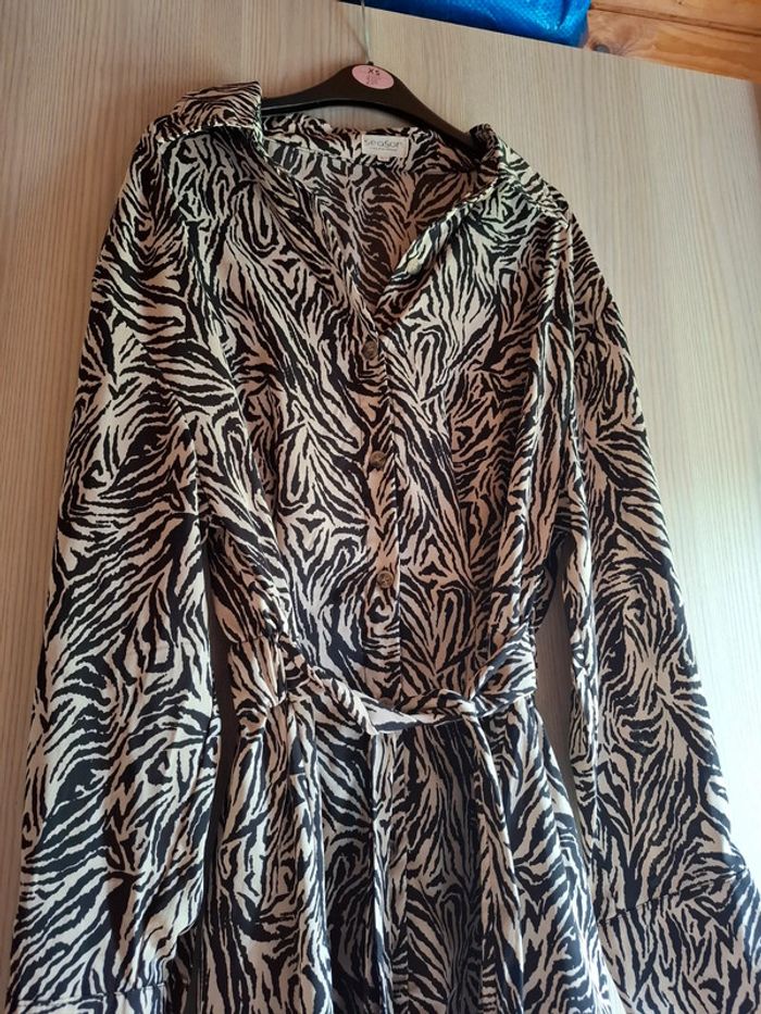 Robe longue manche imprimé zèbre - photo numéro 3