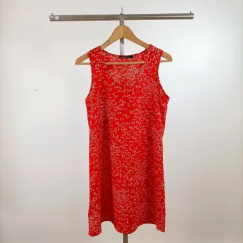 Robe rouge Monoprix AutreTon imprimé libellules sans manches T38 A1445