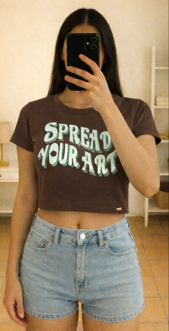 crop top marron  s pull and bear