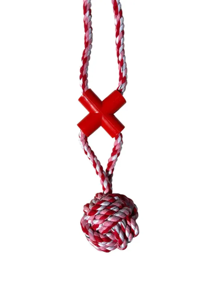 Jouet pour chien – corde tressée avec nœud et croix – 41 cm JK Animals Rouge Neuf - photo numéro 2