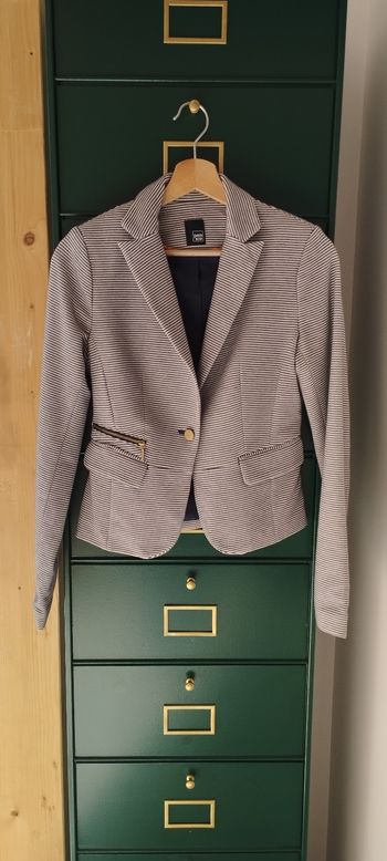 Veste blazer rayé bleu et blanc Pimkie taille 34