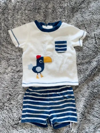 Ensemble velours bebe 3 mois short et tee shirt
