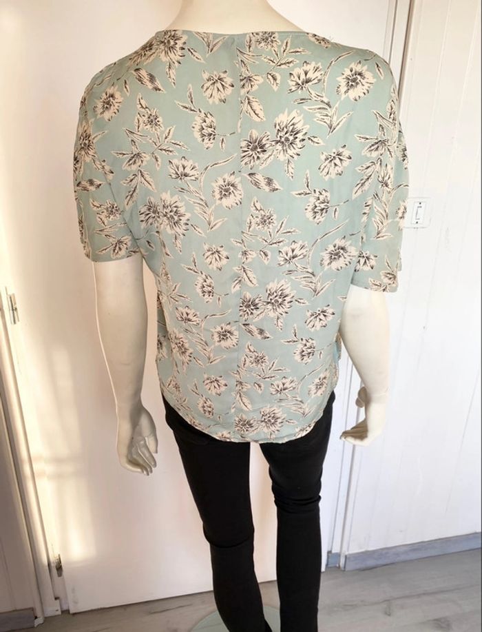 Blouse imprimée – Mango – Vert d’eau fleuri – Taille XS/convient 36 – Excellent état - photo numéro 4