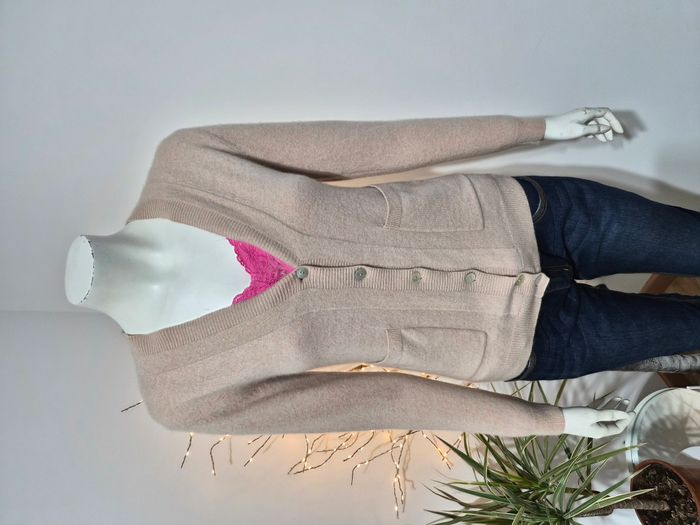 Gilet Devernois rose poudré laine & cachemire – Taille 0 (36) Très bon état ✨ doux et élégant - photo numéro 2