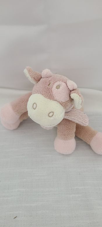 Doudou vache Lola Rosalie écharpe rose NOUKIE'S