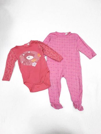 Lot pyjama fin et body manches longues DPAM 12 mois