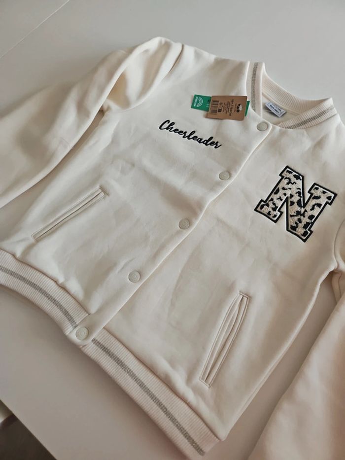Veste Tape à l'oeil teddy fille écrue avec broderie léopard - photo numéro 2