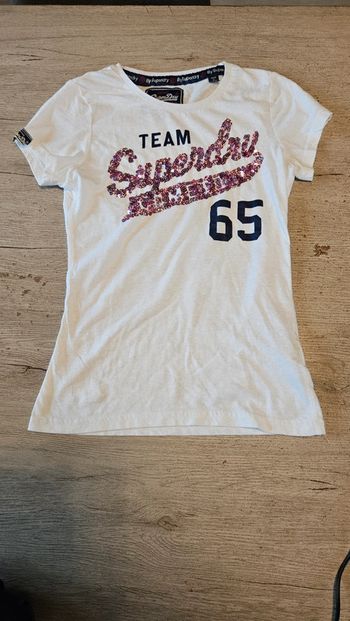 T shirt manches courtes blanc, Superdry, taille S, peu mis