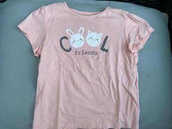 Tee shirt tex baby rose clair blanc et gris