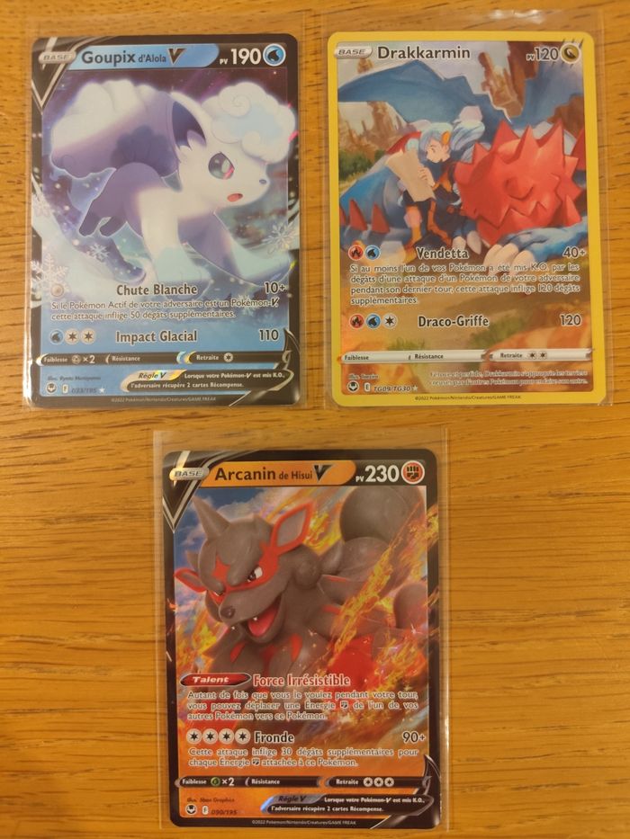 Lot 3 cartes Pokémon EB12 Tempête argentée goupix drakkarmin Arcanin