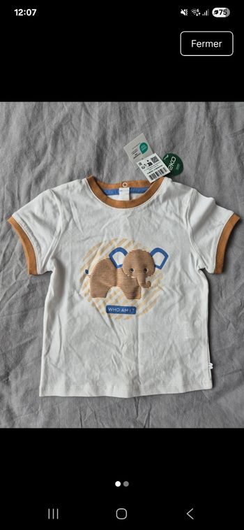 T-shirt manches courtes 9 mois Obaïbi