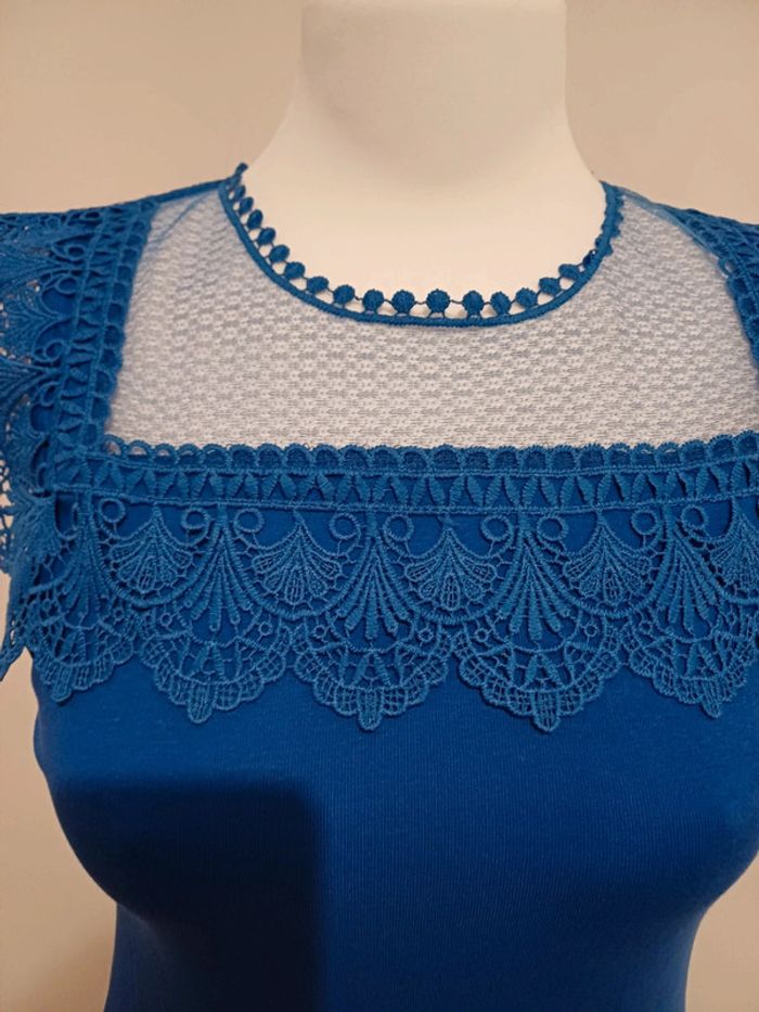 Blouse chic bleue neuve CC Fashion taille S 36 - photo numéro 3